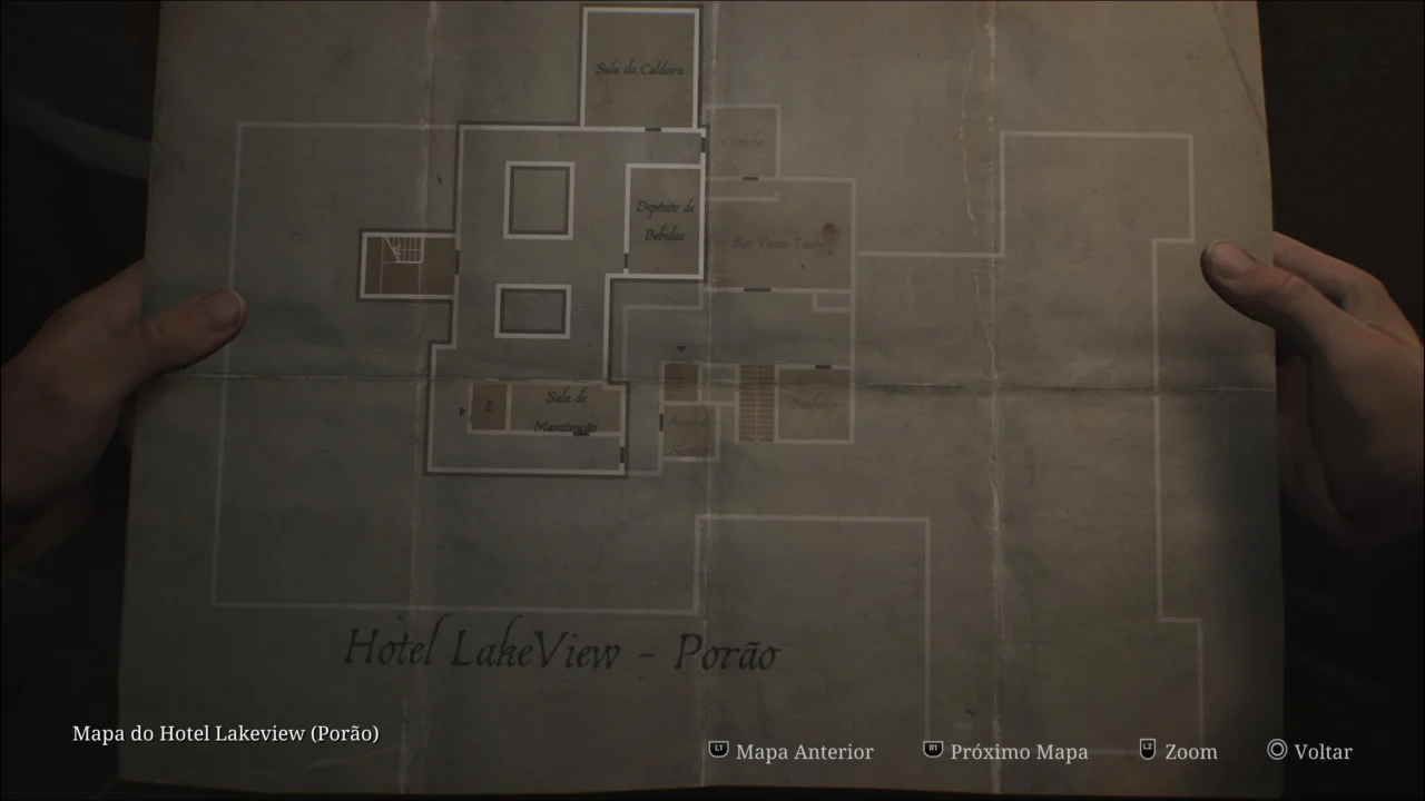 SILENT HILL 2 REMAKE - MAPA DO HOTEL LAKEVIEW PORÃO ÁREA DOS FUNCIONÁRIOS